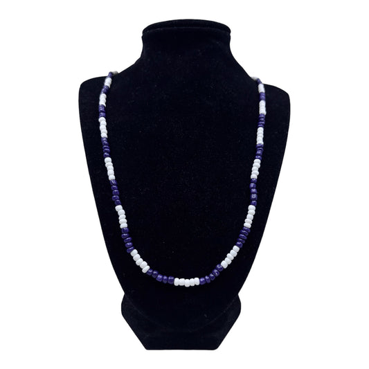 Neck Beads - White & Purple